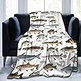 Knsoiv Trendy Flannel Fleece Throw Blanket, Watercolor Few Freshwater Fish Cartilaginous Fish Marine Life Throw for Better Sleep, Warm Air Conditioning Blanket 50"X40"