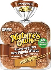Nature's Own 100% Whole Wheat Hamburger Buns, Sandwich Buns, 8 Count