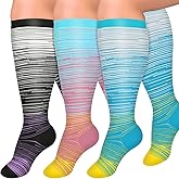 Diu Life 3 Pairs Plus Size Compression Socks for Women and Men Wide Calf Extra Knee High Support for Circulation