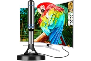 Indoor TV Antenna for Local Channels, 2026 Upgrade HDTV Antenna with 360° Long Range Reception & Magnetic Base, Supports 4K 1