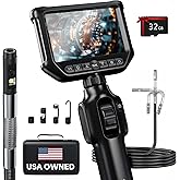 Two-Way Articulating Borescope, Dual Lens Inspection Camera with Light, 6mm Lens Snake Camera for Mechanic Inspections, and Plumbing, .24in Borescope Automotive, Industrial Endoscope, 5ft