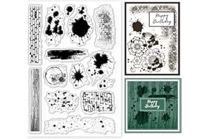 GLOBLELAND Wall Tile Stain Background Clear Stamps for DIY Scrapbooking Splatter and Brush Strokes Transparent Silicone Stamp