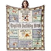 Ucuxuov English Bulldog Gifts for Women, English Bulldog Blanket 60''x50'', English Bulldogs Gifts for Dog Mom, English Bulldogs Dog Gift for Owners Lovers Decorations for Mothers Day Christmas