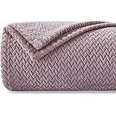 NEWCOSPLAY Super Soft Throw Blanket Light Purple Premium Silky Flannel Fleece Leaves Pattern Lightweight Bed Blanket All Season Use (Light Purple, Throw(50