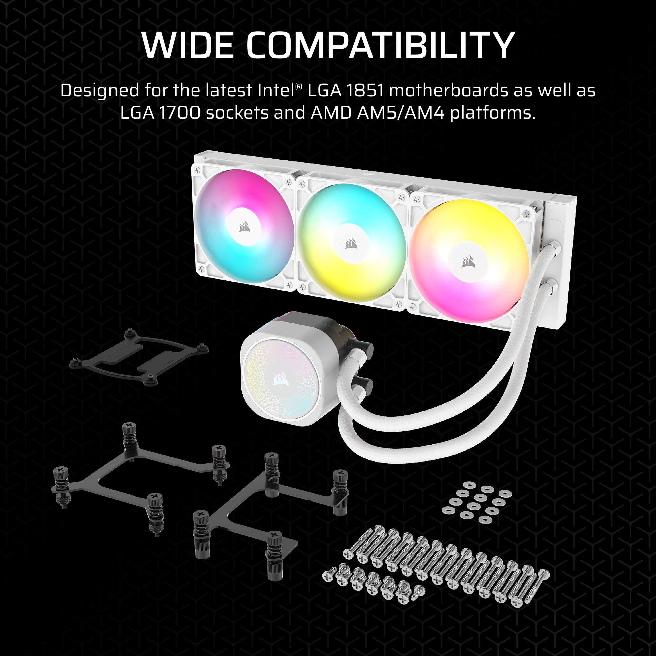 Corsair Nautilus 360 Rs Argb Liquid Cpu Cooler – 360Mm Aio – Low-Noise – Direct Motherboard Connection – Daisy-Chain – Intel Lga 1851/1700, Amd Am5/Am4 – 3X Rs120 Argb Fans Included – White - View 7
