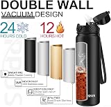 GOPPUS 1L Stainless Steel Water Bottle with Straw Leakproof Flip Lid BPA Free view 5