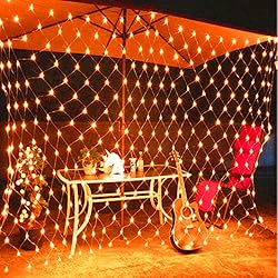 198 LED Orange Net Lights Outdoor Mesh Lights 9.8ft