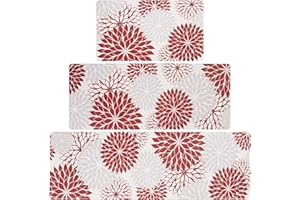 CHICNOOK PVC Anti-Fatigue Kitchen Mats Set of 3, Non-Slip Kitchen Rugs, Comfort Standing Runner Rug, Multipurpose Indoor Mats