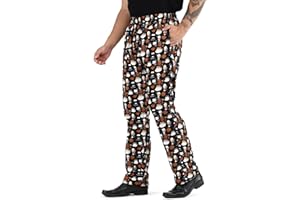 UNIFORMATES Unisex Printed 100% Cotton Men Women Chef Pants Trouser with Draw String for Food Service, Bakers and Culinary Professional