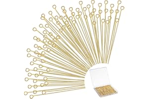 Sureio 500 Pieces 2 Inch 50 mm Eye Pins for Jewelry Making DIY Earring Eye Pins Jewelry Making Supplies for Craft Bracelet Necklace Pendant Accessories Supplies(Gold)