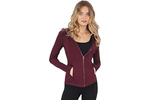 Yogalicious Full-Zip Lightweight Hooded Running Workout Yoga Lux Jacket with Pockets