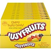 Jujyfruits Assorted Gummy Candy, Fruity Flavors, Theater Box, 5 oz, 12 Ct | Chewy fruit gummy, raspberry, lime, orange, lemon licorice, unique shapes, theater box, movie night, sharing, nostalgic