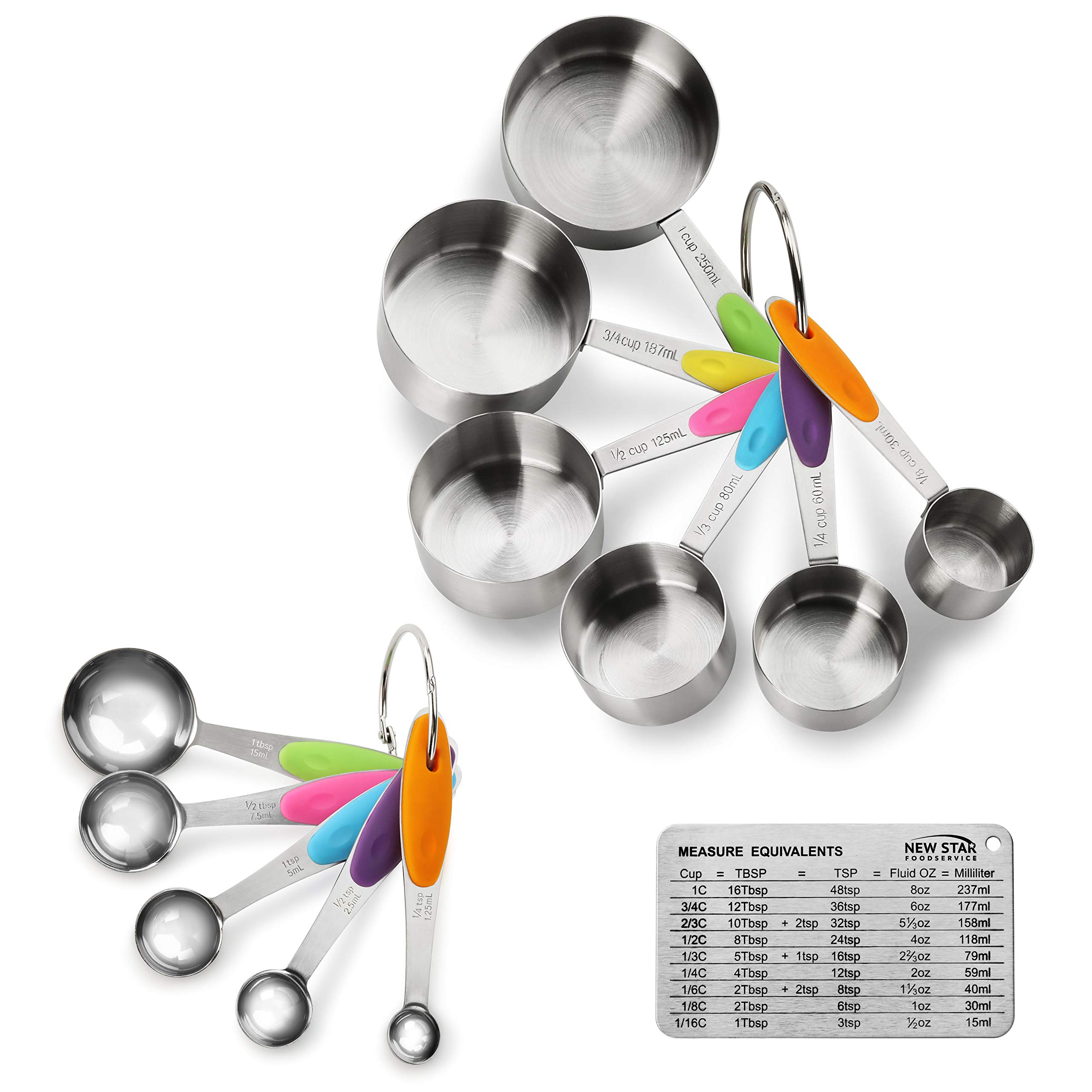 New Star Foodservice 1028065 Stainless Steel 18/8 12-Piece Measuring Cup and Spoon Set