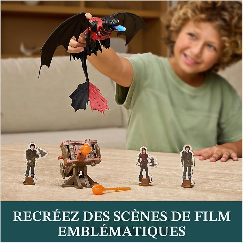 , Épreuve du Feu, Coffret de Jeu Toothless Canon Explosif, Coffret de Jeu Figurine de Dragon avec 3 Figurines de Vikings en Carton pour Les 4 Ans et Plus — photo 5 sur 8
