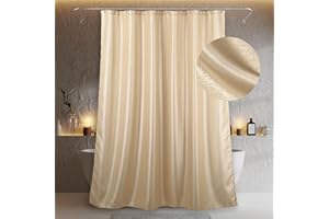 Popkozzi Champagne Gold Sparkle Shower Curtain: Silver Beige Cream Glitter Bling Shiny Fabric Decorative Shower Curtains for Bathroom - Waterproof Washable Luxury Metallic Satin Bath Curtain - 72x72
