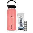 GOFILTR 32 oz Alkaline Water Bottle + 1 Alkaline Water Infuser 9.5 pH/Insulated Water Bottle That Creates Alkaline Water/Sport Water Jug, Color: Coral