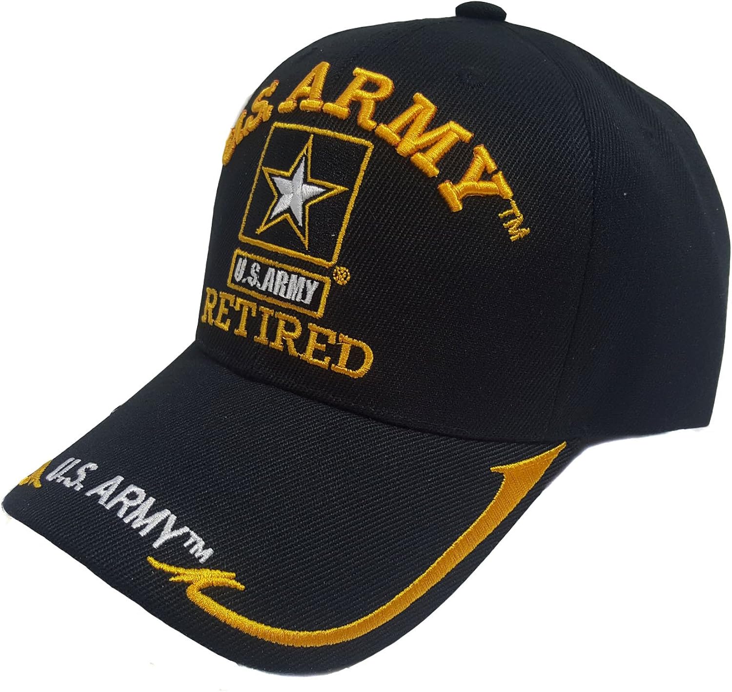 US Military Army Gold Star Retired Black Officially Licensed Cap at