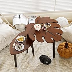 BAMEOS Monstera Leaf Nesting Tables Set of 2, Small