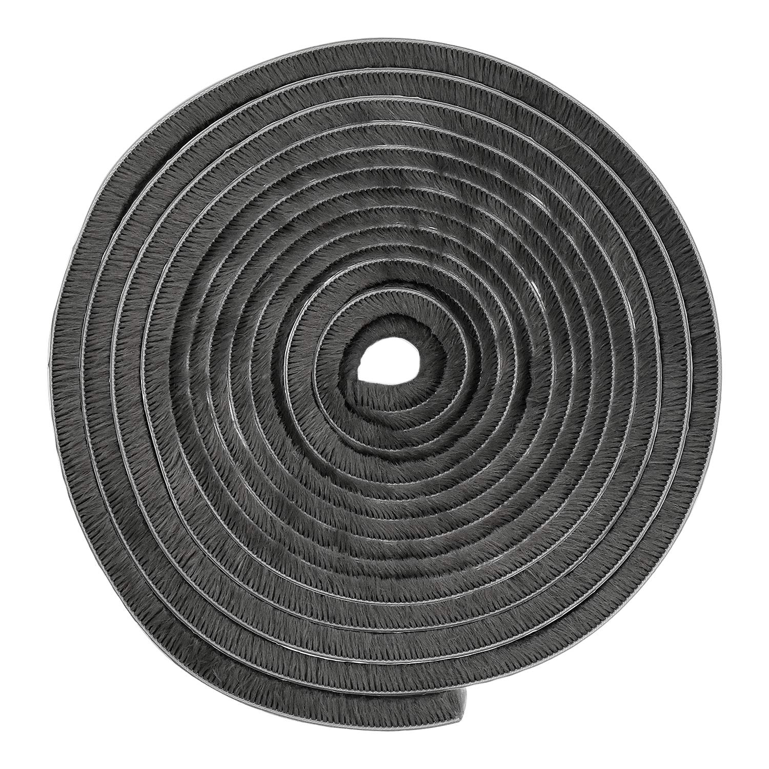 5m Self-Adhesive Brush Pile Draft Excluder Strip High-Density Felt-Draft Air Eccentric Weather Stripping for Sliding Doors Insulation, Windows Frame Wardrobes Gap Seal - 9 mm x 9 mm, Gray