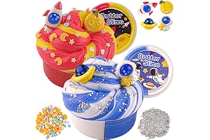 LAWOHO 2 Pack Slimes, Galaxy Slime, Cloud Slime kit for Boys Ages 8-12, Toys for Girls and Boys, for Kids Slime Set Party kit Goodie Bag Stuffers, 4 5 6 7 8 9 10 Year Old Girl Boy Birthday Gift Cute Stuff