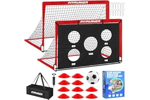 Kids Soccer Net for Backyard Set,2 Pack of 4x3/6x4 ft Portable Pop Up Soccer Goals,Complete Youth Training Equipment with Tar