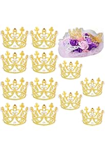 BAHABY 20 Pcs Mini Crown Cake Topper Crowns For Flower Bouquets Cupcake Toppers Cake - View #10