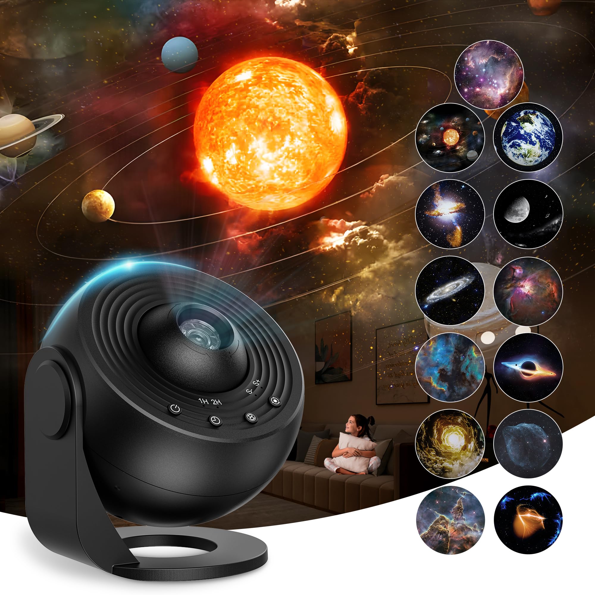 Doraimuni Planetarium Projector for Bedroom With 13 Film Discs, Galaxy Star Night Light With Timer, Nebula Space Lamp for Adults and Children