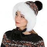 PURFUN Women Thick Warm Knitted Beanie Skull Caps with Fuzzy Faux Fur Trim&Pompom Winter Cozy Earflap Cap Sherpa Ski Snow Hat