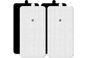 GROZAV TENS Unit Replacement Pads Standard 3.5mm Snap-on 4 * 8" Large Reusable TENS Unit Pads Premium Non-Irritating TENS Pads Replacement Self-Adhesive Electrode Pads for Muscle Stimulator Therapy - 4Pcs