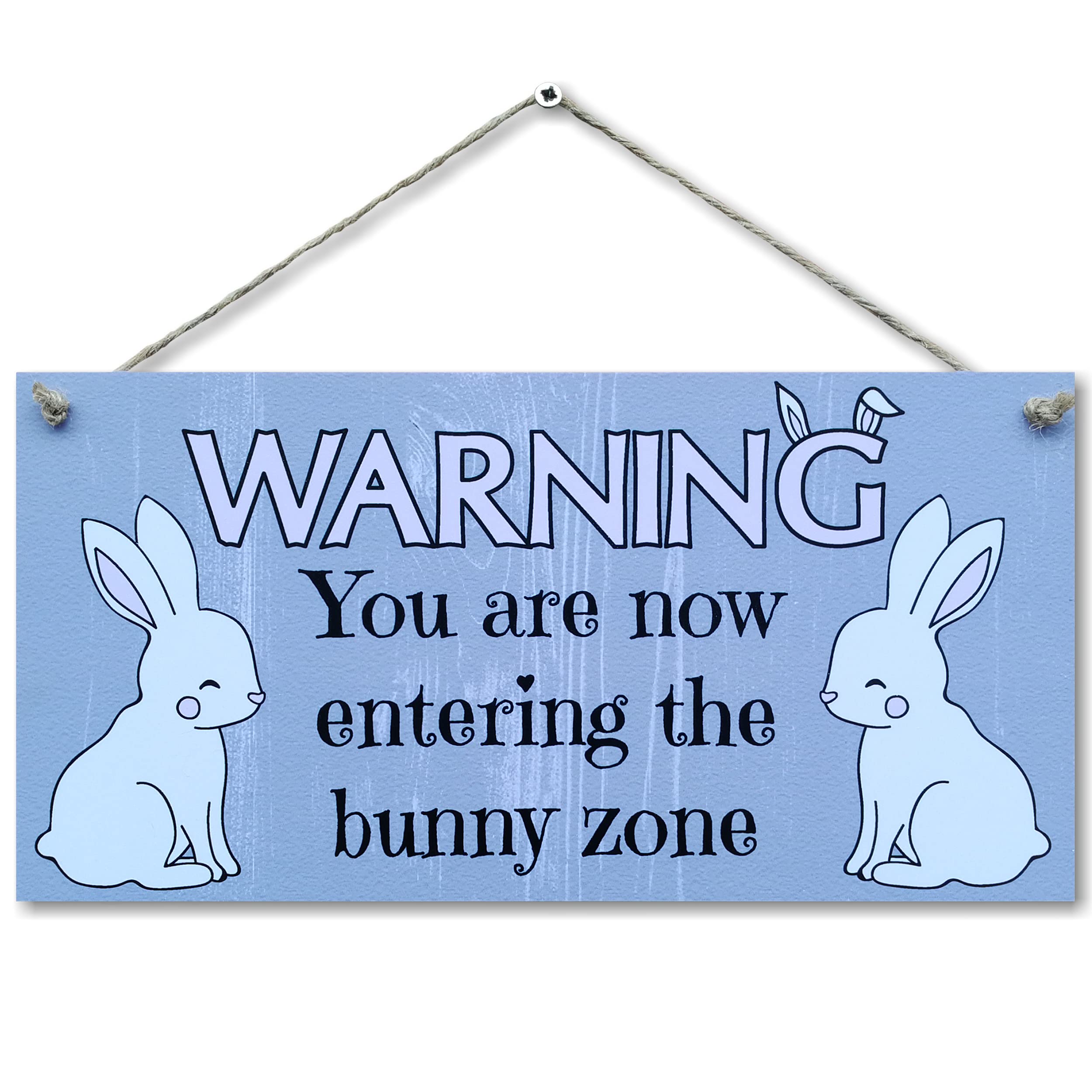 CARISPIBET Warning you are now entering the bunny zone | cute home decorative design, ideal for bunny lovers, pet owners 6" x 12"