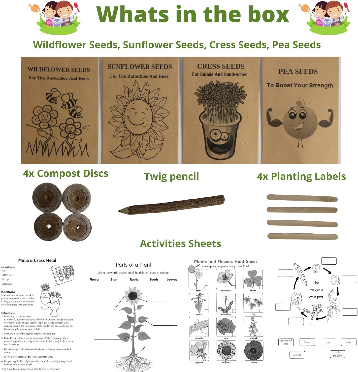 Kids Gardening Set, Grow Your own kit for Children Wildflower Seeds, Garden Set for Kids Seed Kits for Kids Kids Survival kit - Image 3
