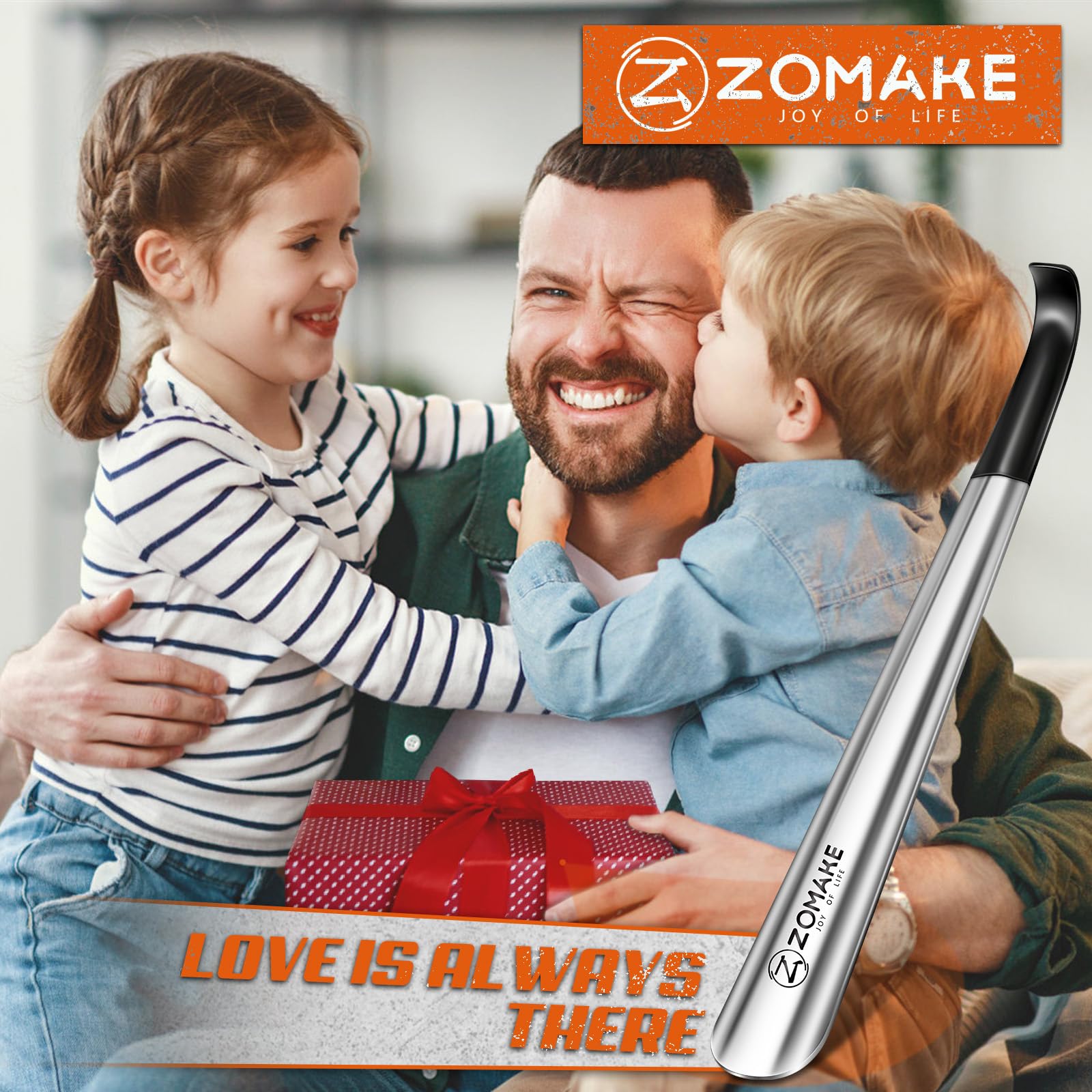 ZOMAKE Shoe Horn Long Handle for Seniors Men Women,Metal Long Shoehorn Boot Horn,16.5