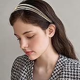 LLMSIX 2pcs Multi Layers Gold Headband for Women, Gold Metal Headband, Non Slip Hair Band for Women and Girl Fashion Hair Hoops Headpiece Accessories