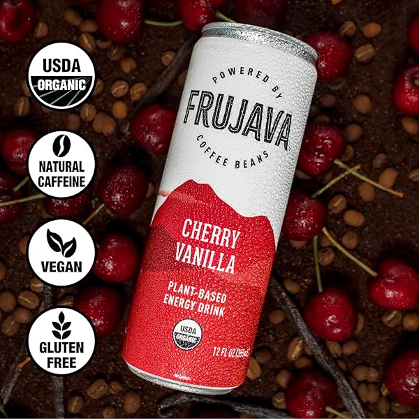 FRUJAVA ORGANIC ENERGY DRINK, TRAILBLAZIN’ CHERRY LIME, 80MG NATURAL CAFFEINE, 3G PREBIOTIC FIBER, 12OZ CAN, POWERED BY COFFEE FRUIT, ORGANIC, LOW CALORIE, OUTDOOR ADVENTURE FUEL (PACK OF 12)