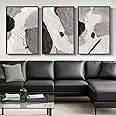 Large Framed Black and White Grey Abstract Wall Art for Living Room, Set of 3 Piece Modern Minimalist Canvas Paintings Artwork for Walls, Pictures for Hallway, Home Office Wall Decor - 24x36 Inch