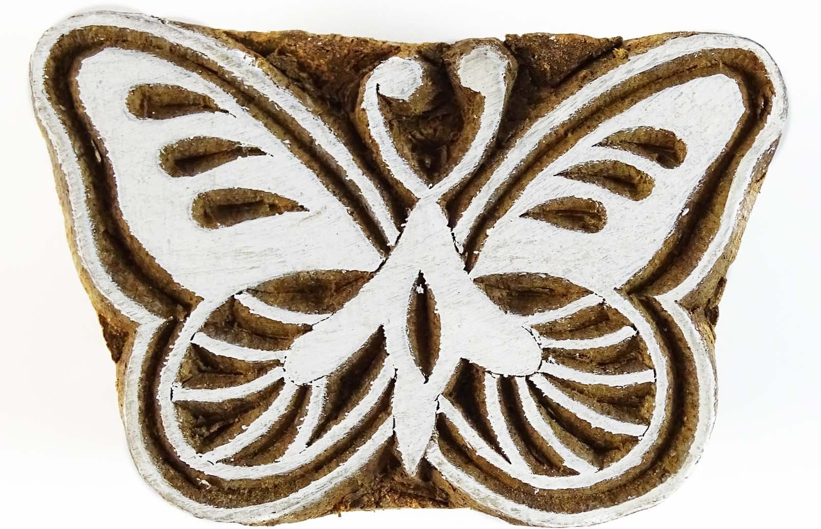 Pilgrims Fair Trade Indian Wooden Textile Stamps Wood Printing Block Decorative Butterfly Stamp