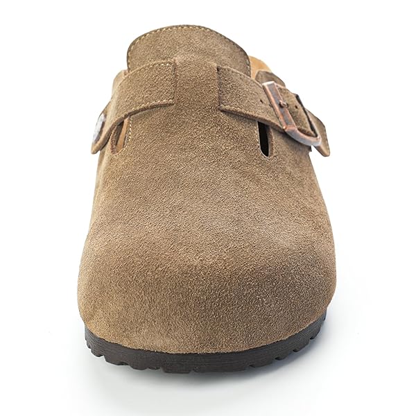 ALGF WOMEN’S GENUINE SUEDE CLOGS FOR WOMEN SLIP-ON BUCKLE SLIDES WOMEN’S MULES & CLOGS NATURAL RUBBER CORK FOOTBED SANDALS POTATO SHOES WITH ARCH SUPPORT