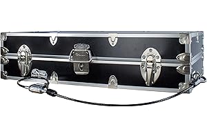C&N Footlockers College Dorm Room Under Bed - The Slim Lockable Trunk - 32 x 18 x 8.25 Inches (With Cable Lock)