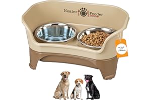 Neater Feeder Express Mess Proof Dog Bowls Elevated for Medium to Large Sized Breed, No Spill Raised Dog Food Bowl Stand, Stainless Steel Food and Water Bowl Set, Pet Dish Feeding Station, Cappuccino