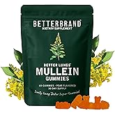 Betterbrand Mullein Chewable Gummies for Lung Cleanse and Detox, Respiratory Health Supplement, 1000mg Mullein Extract per Serving, 60 Gummies - 30 Day Supply - Pear Flavored