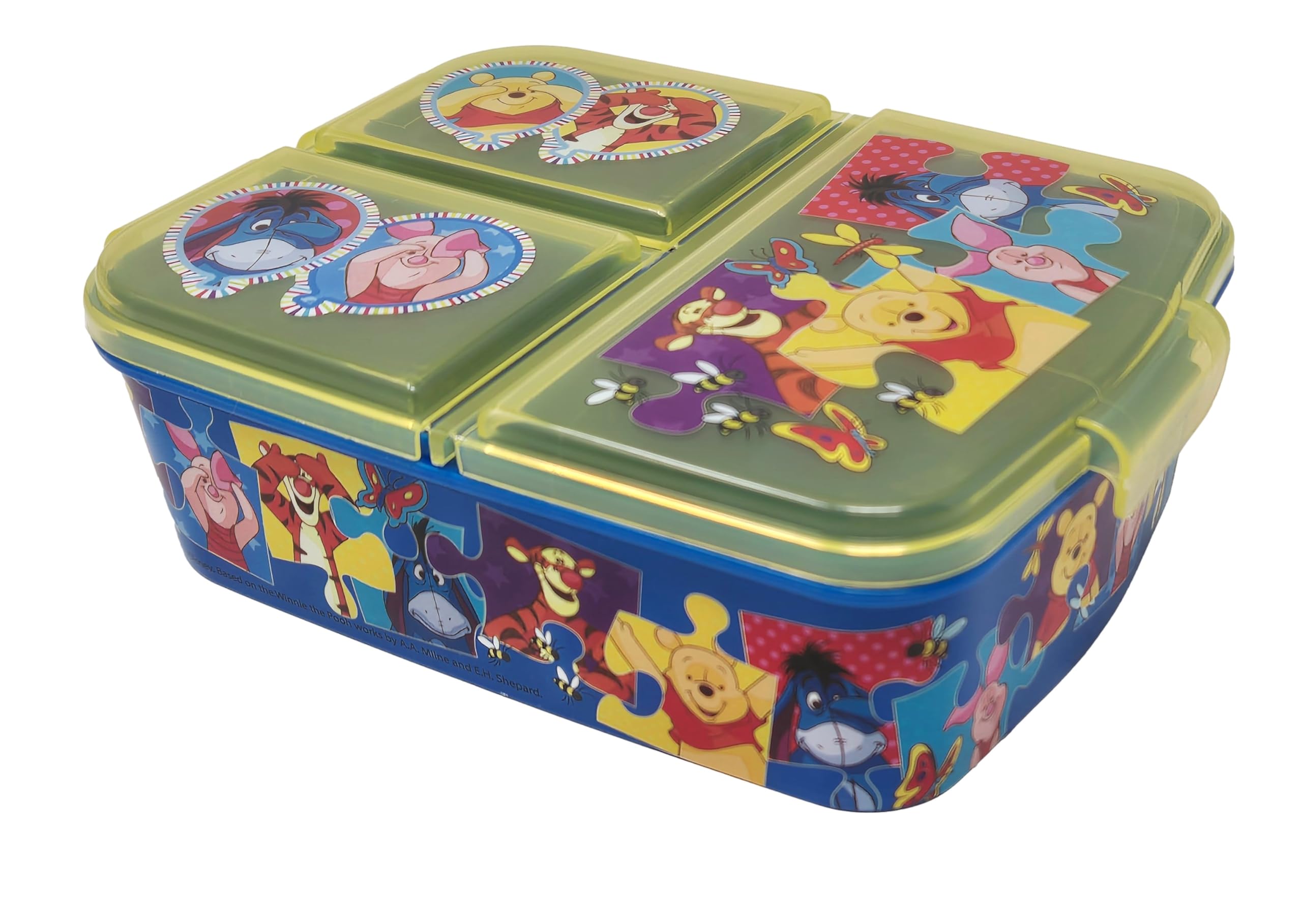 Theonoi Children's Lunch Box/Sandwich Box Made of Plastic BPA Free with Dividers (Winnie the Bear)