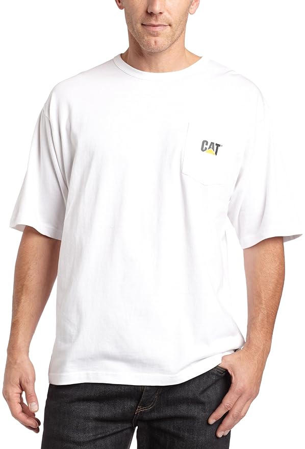 Buy Caterpillar Cat Trademark Pocket TShirt, White, Large at Amazon.in