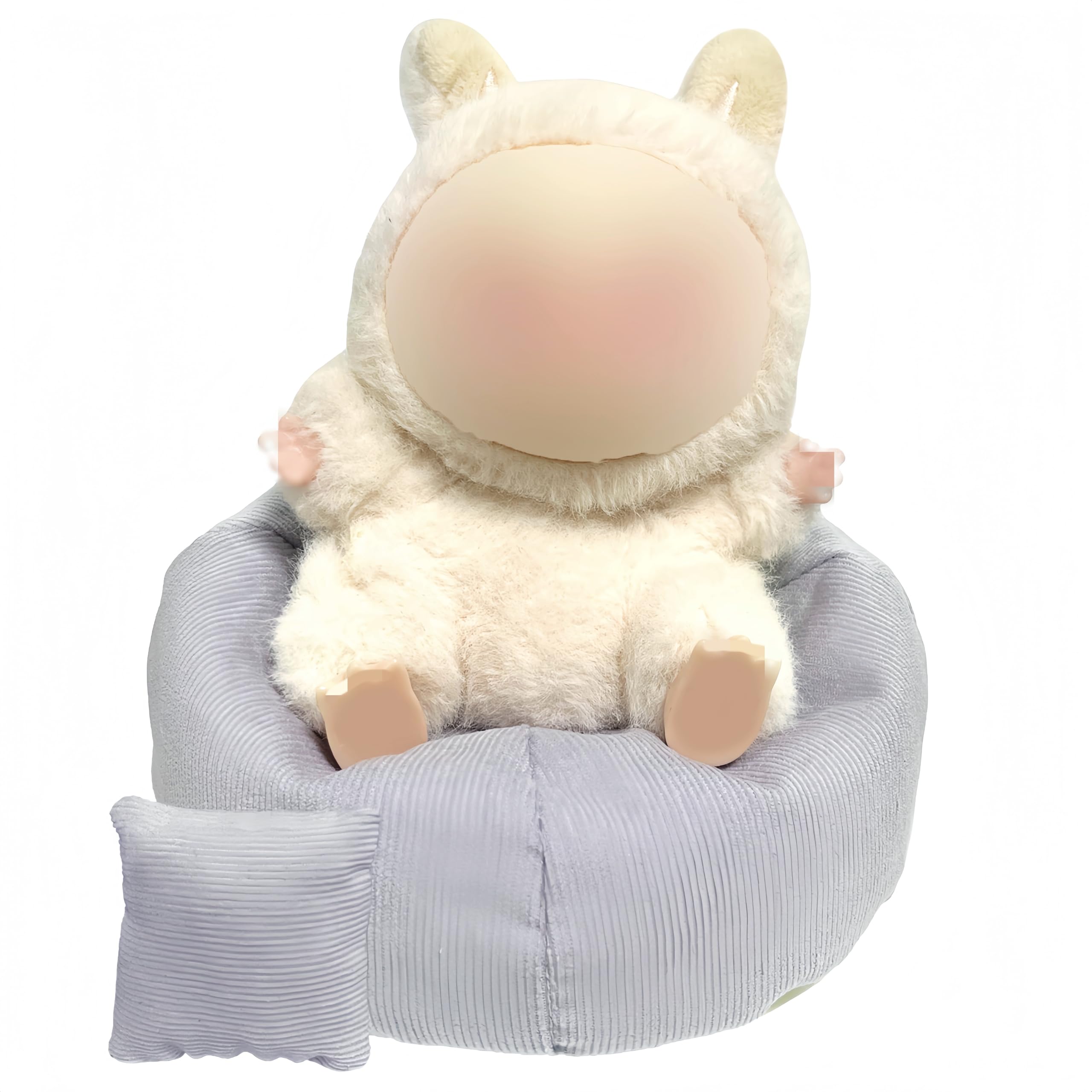 Photo 1 of Handmade Bean Bag Chair for Doll Seat, Sofa Table Dispaly Accessories for 15-17cm Dolls,No Doll Included (Light Gray)