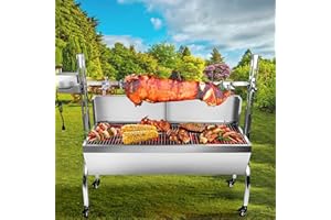 OLIPIC 48.6" Electric Rotisserie Grill, Pig Lamb Spit Roaster Stand - 176 Lbs Capacity, Adjustable Height, BBQ Charcoal Rotisserie Grill Kit - Stainless Steel For Outdoor Party Camping