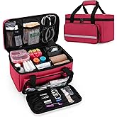CURMIO Small First Aid Bag Empty, Family First Aid Kit Case, Medicine Storage Organizer Box For Home And Travel, Red (Patent Pending)