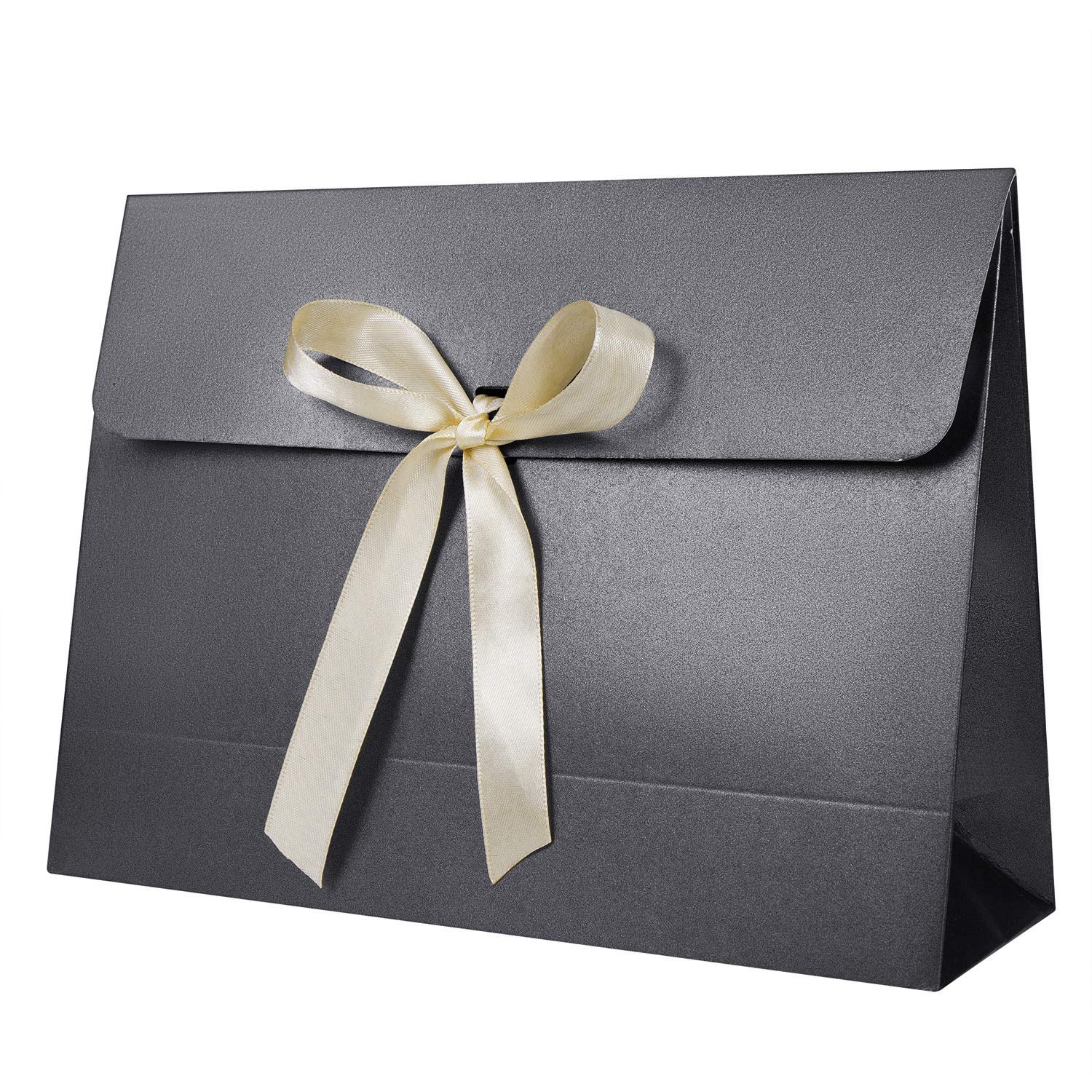 10pcs Envelope Gift Boxes with Lid & Satin Ribbon 28x21x9cm Cardboard Large Paper Bags Gift Warpping Boxes for Dress Shirt Scarf Book Accessories