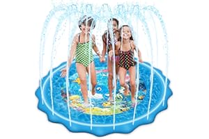 Mademax Upgraded 67" Splash Pad, Sprinkler & Splash Play Mat, Inflatable Summer Outdoor Sprinkler Pad Water Toys Fun for Chil