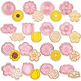 YLOLUL 16 PCS Flower Cookie Cutters Set - Daisy, Sunflower, Rose, Tulip Spring Flower Shapes Stamp Cookie Cutters Fondant Biscuit Baking Tool for Homemaking Cookie