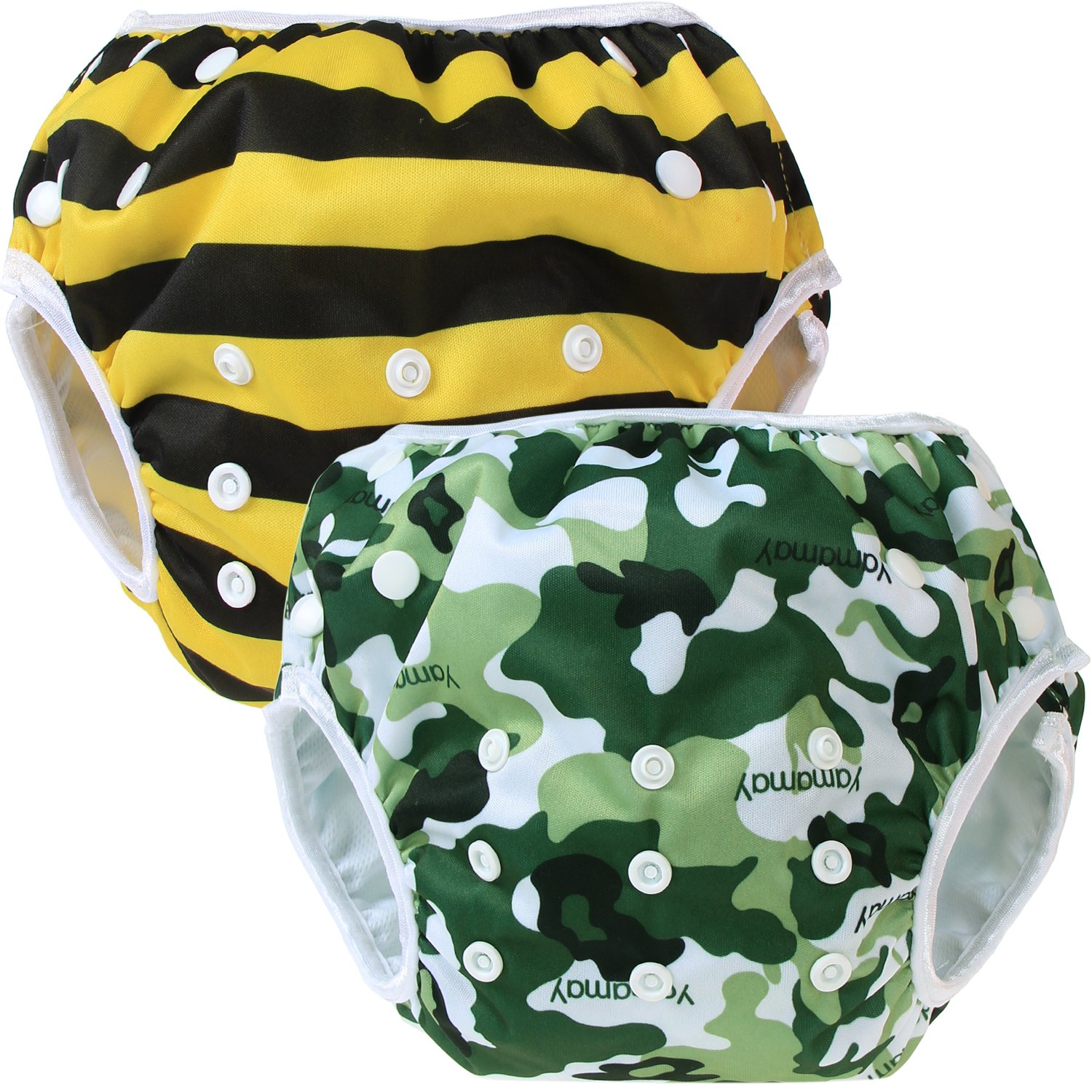 Teamoy 2 baby swimming trunks, comfortable, washable and adjustable, ideal for swimming lessons or holidays Camouflage+ Bees