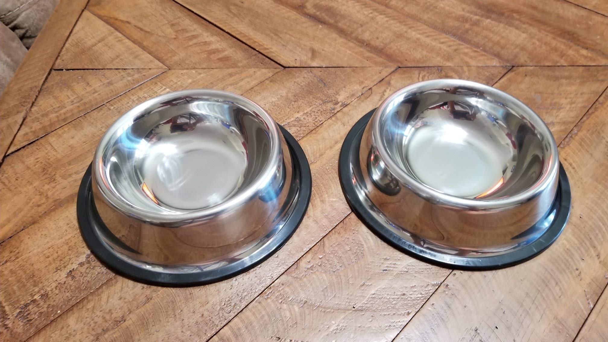Nuheby Dog Bowls Stainless Steel Pet Food Feeder Water Bowl for Small Medium Dogs, Set of 2 (Middle)